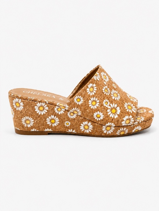 Chelsea & Violet Shoes - NEW Chelsea & Violet Daisy Cork Wedge Chunky Open Toe Mule Women’s Size 7